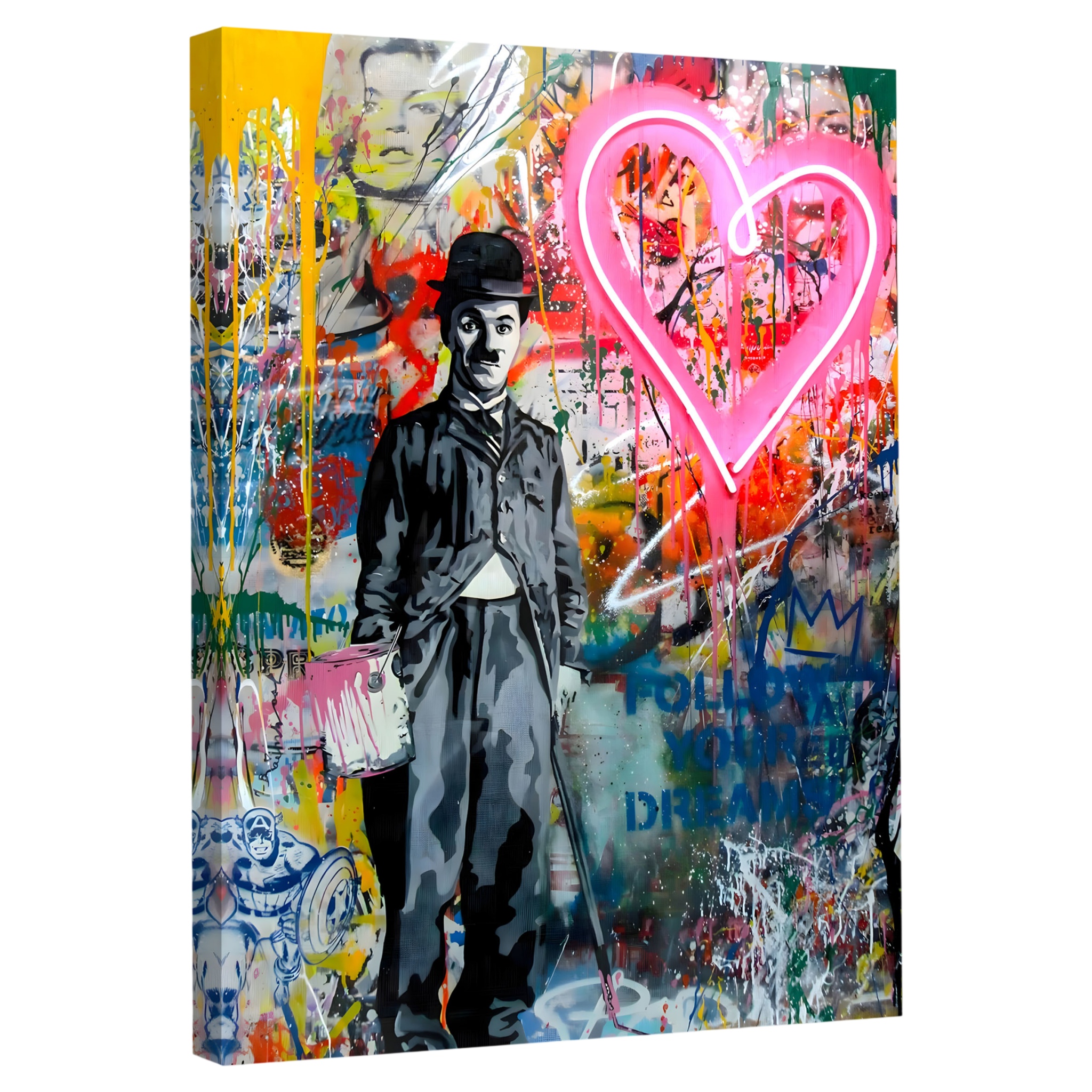 Tableau Street Art Charlie Chaplin - La Maison Du Tableau