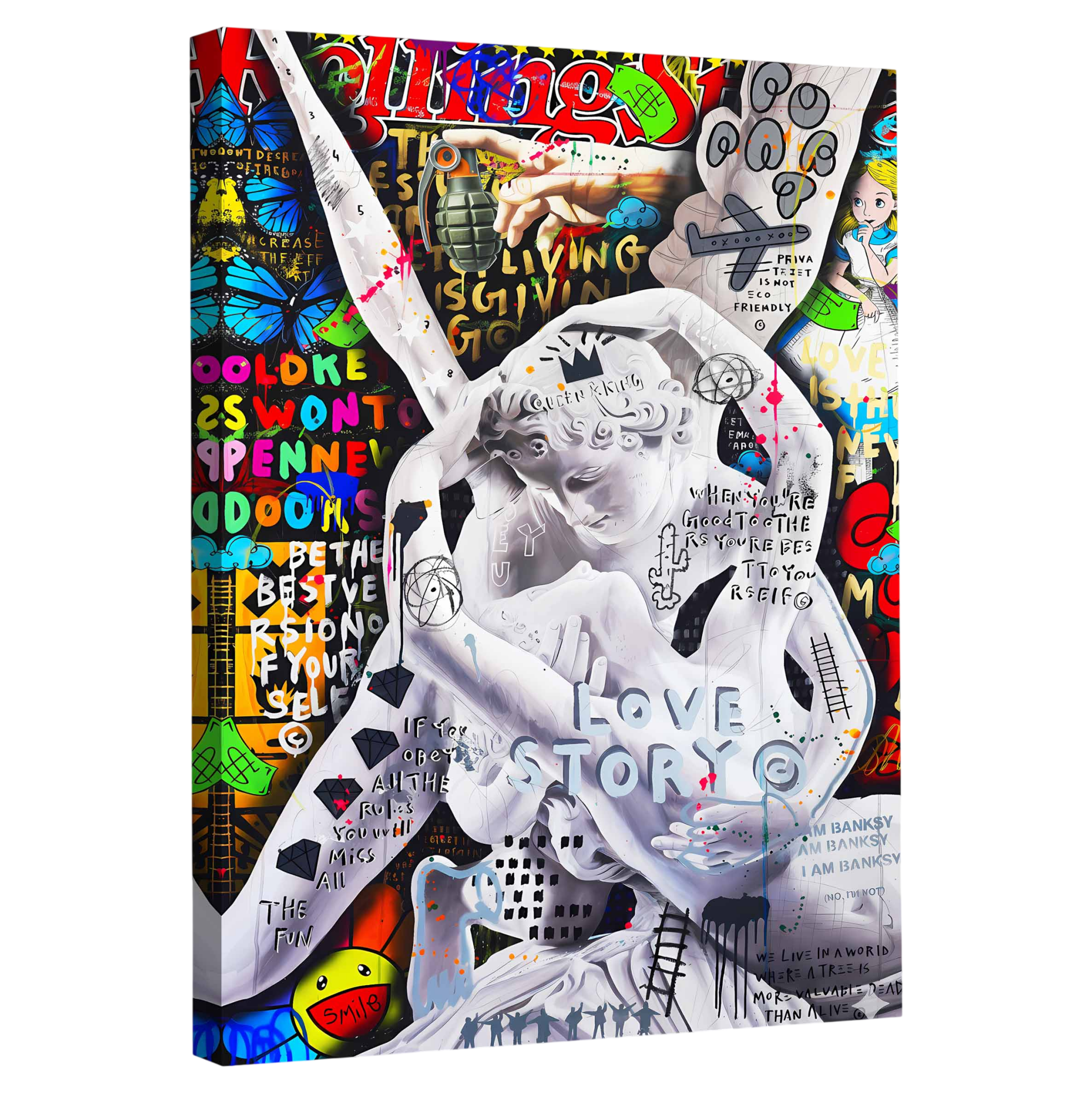 Tableau Street Art Statues Anges - La Maison Du Tableau