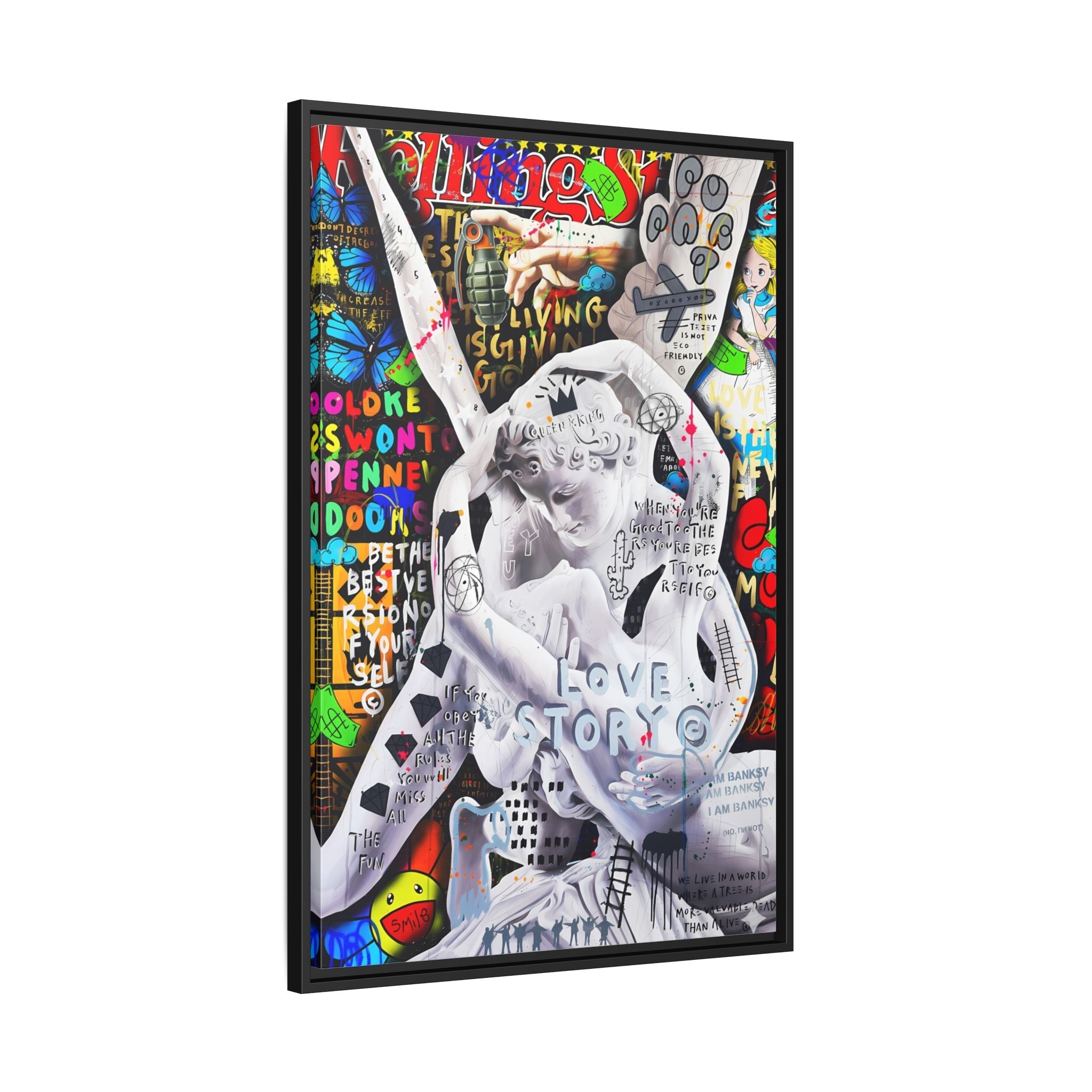 Tableau Street Art Statues Anges - La Maison Du Tableau