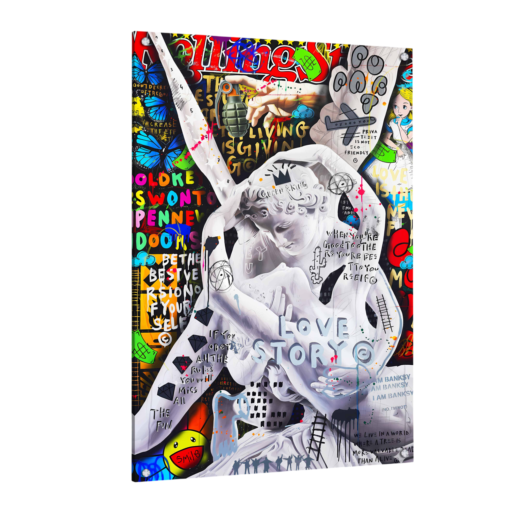 Tableau Street Art Statues Anges - La Maison Du Tableau