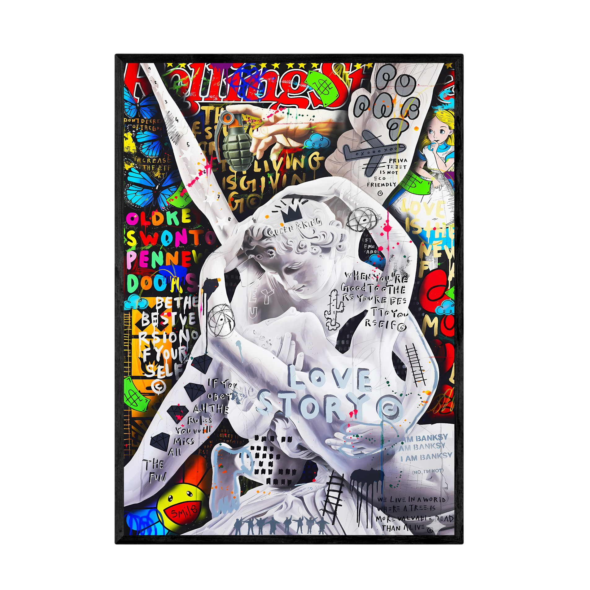 Tableau Street Art Statues Anges - La Maison Du Tableau